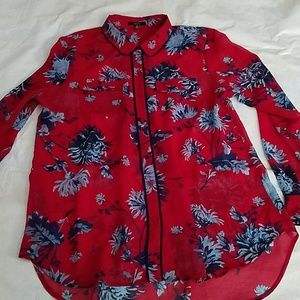 Isaac Mizrahi Tops - IMNYC Isaac Mizrahi Red Blue Flower Shirt Large Isaac Mizrahi Tops - IMNYC Isaac Mizrahi Red Blue Flower Shirt Large